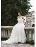 Strapless Ivory Pleated Tulle Ruffled Stunning Wedding Dress Strapless Ivory Pleated Tulle Ruffled Stunning Wedding Dress